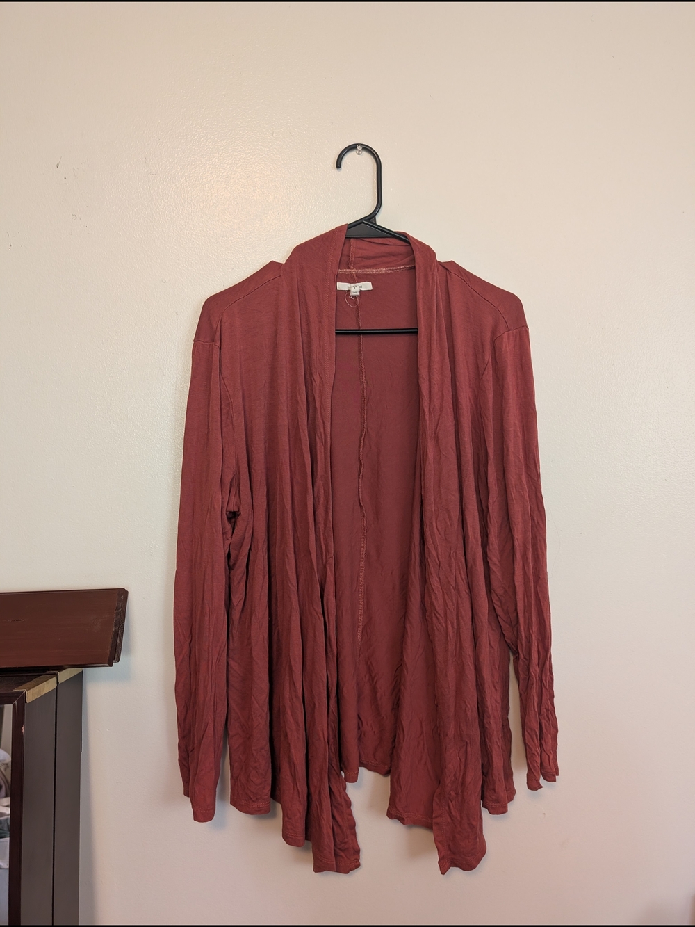Maurices Rust-Colored Drapey Open Front Cardigan